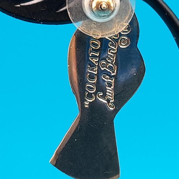 Laurel Burch "Cockatoo" Bird Post Earrings, Gold Plated, 1980s Vintage Jewelry - Picture 5 of 10